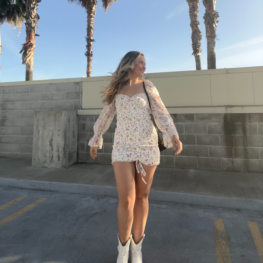 PRINCESS POLLY Wild Flowers Scrunchy Mini Dress